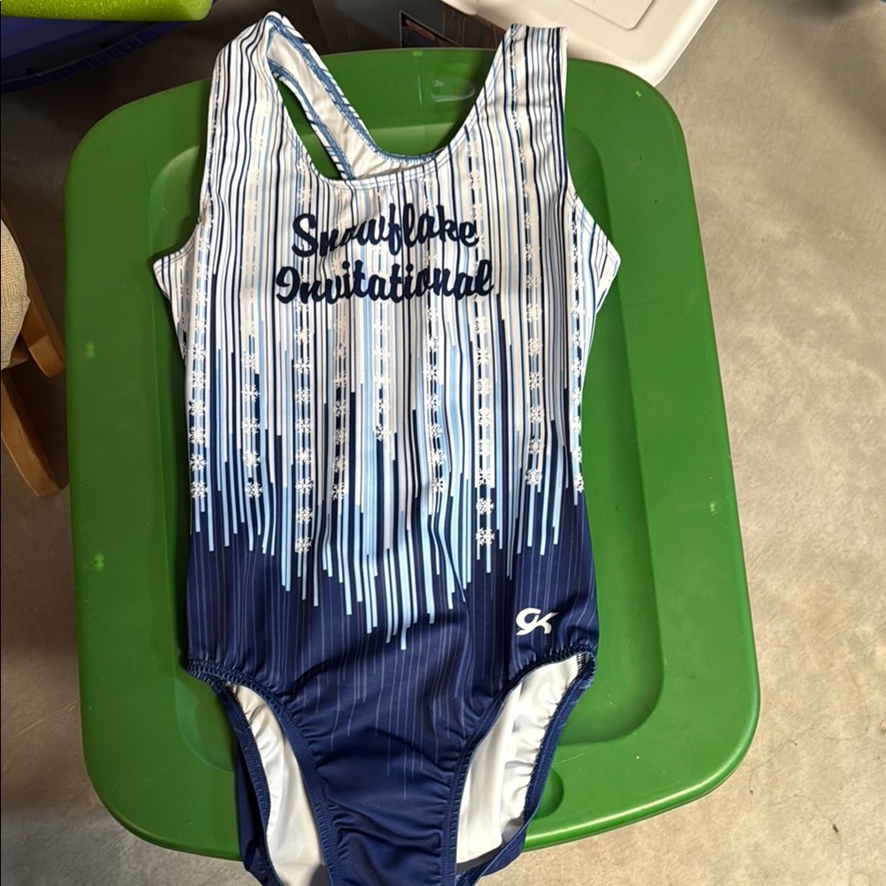 GK Blue and White One Piece Leotard with Ombre Design